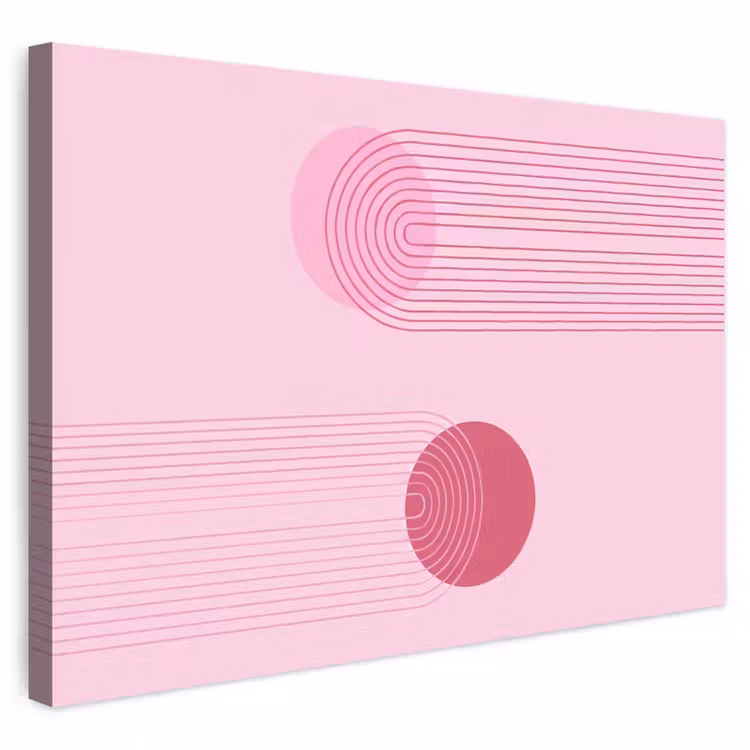 Vormen - Lijnen - Minimalistisch - Roze Tuinposter op houten frame 2 cm dik klein -3d