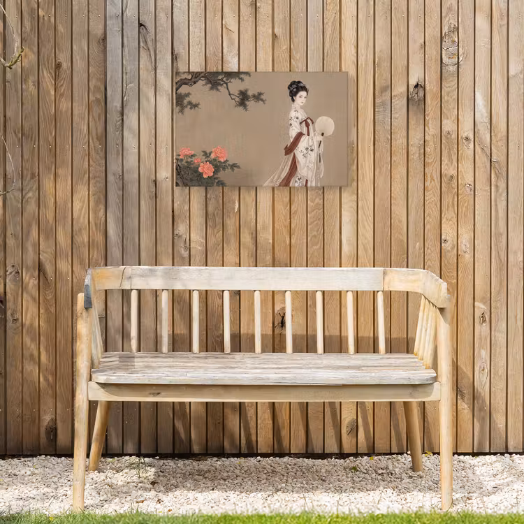 Vrouw - Azië - Kunst - Beige Tuinposter op houten frame 2 cm dik klein -sfeer4