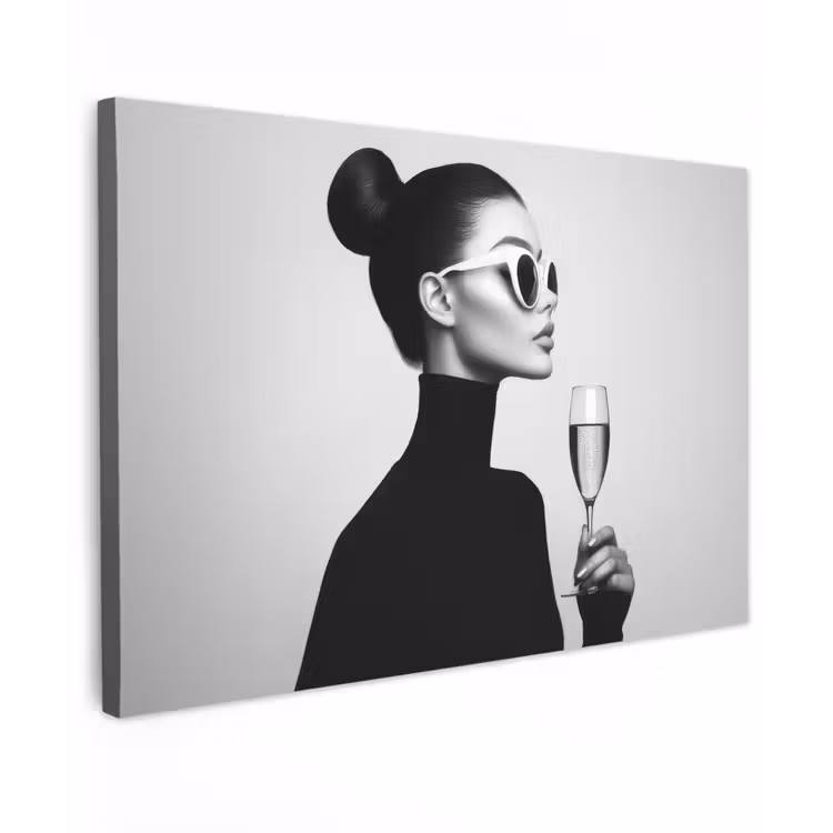 Vrouw - Champagne - Modern Tuinposter op houten frame 2 cm dik klein -3d