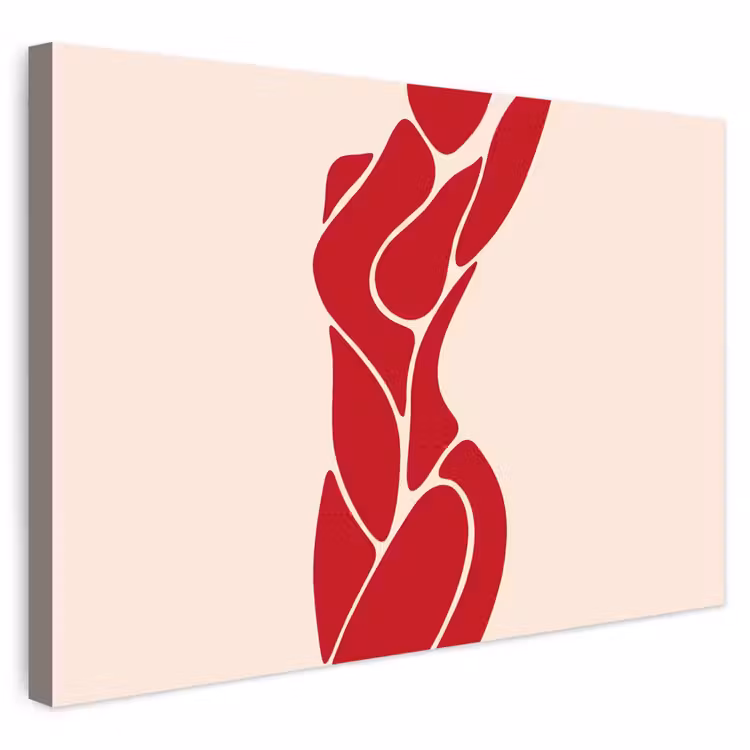 Vrouw - Figuur - Abstract - Modern - Rood Tuinposter op houten frame 2 cm dik klein -3d