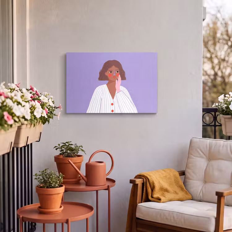 Vrouw - Gezicht - Mensen - Abstract - Kleurrijk Tuinposter op houten frame 2 cm dik klein -sfeer1