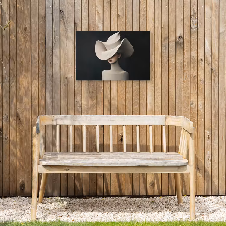 Vrouw - Golvende - Hoed Tuinposter op houten frame 2 cm dik klein -sfeer4