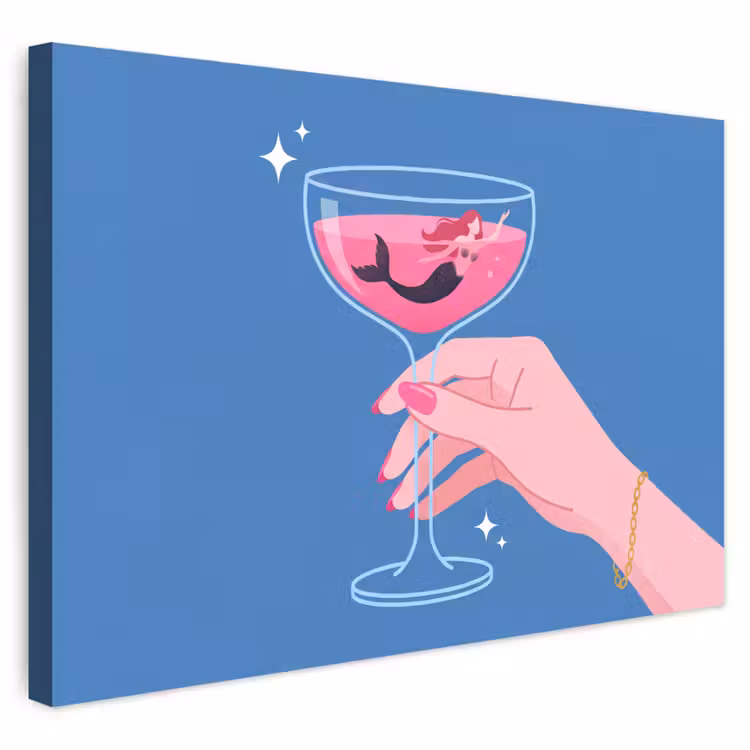 Vrouw - Glas - Abstract - Roze - Blauw Tuinposter op houten frame 2 cm dik klein -3d