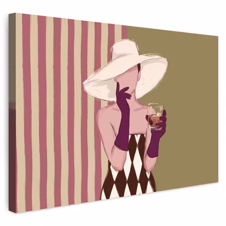 Vrouw - Hoed - Mode - Abstract - Kleurrijk Tuinposter op houten frame 2 cm dik klein -3d