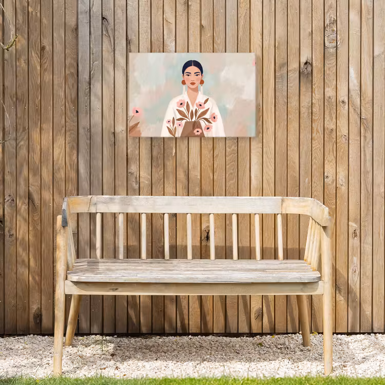 Vrouw - Kimono - Pastel Tuinposter op houten frame 2 cm dik klein -sfeer4