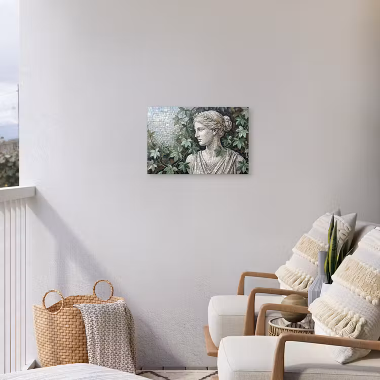 Vrouw - Klassiek - Mozaiëk - Natuur - Groen Tuinposter op houten frame 2 cm dik klein -sfeer1