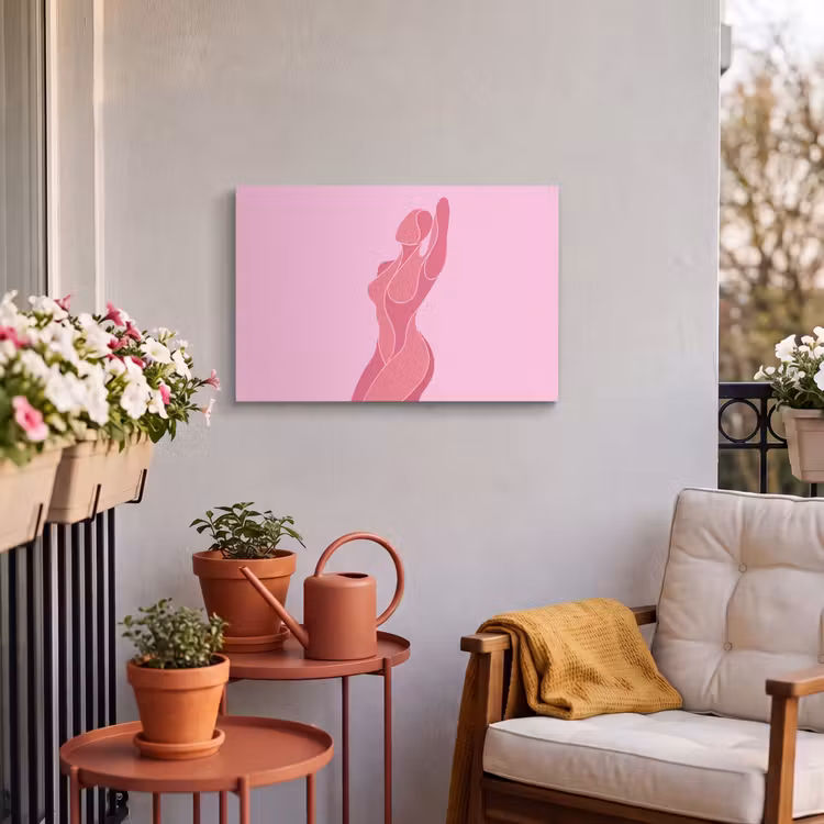 Vrouw - Lichaam - Abstract - Roze Tuinposter op houten frame 2 cm dik klein -sfeer1