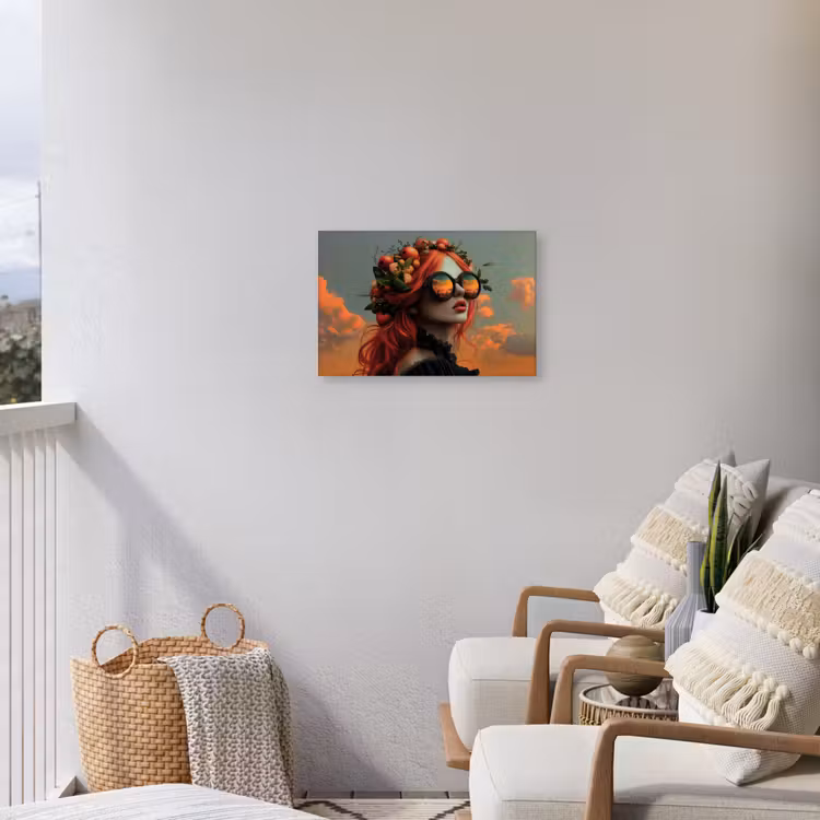 Vrouw - Kroon - Tomaat - Bascilicum - Zonnebril Tuinposter op houten frame 2 cm dik klein -sfeer1