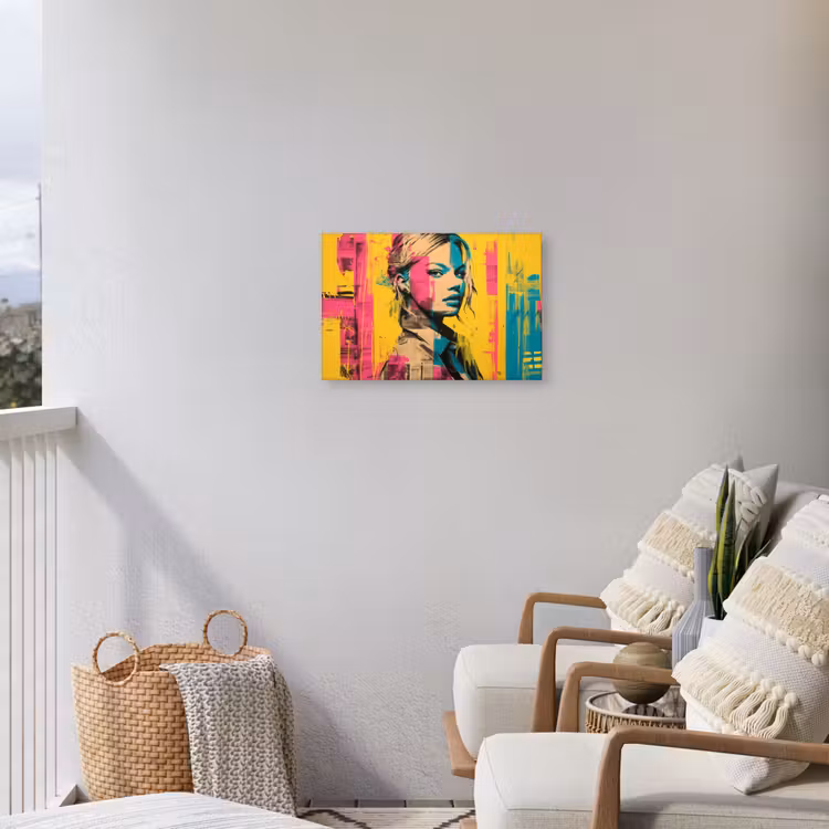 Vrouw - Verfstrepen - Gekleurd Tuinposter op houten frame 2 cm dik klein -sfeer1