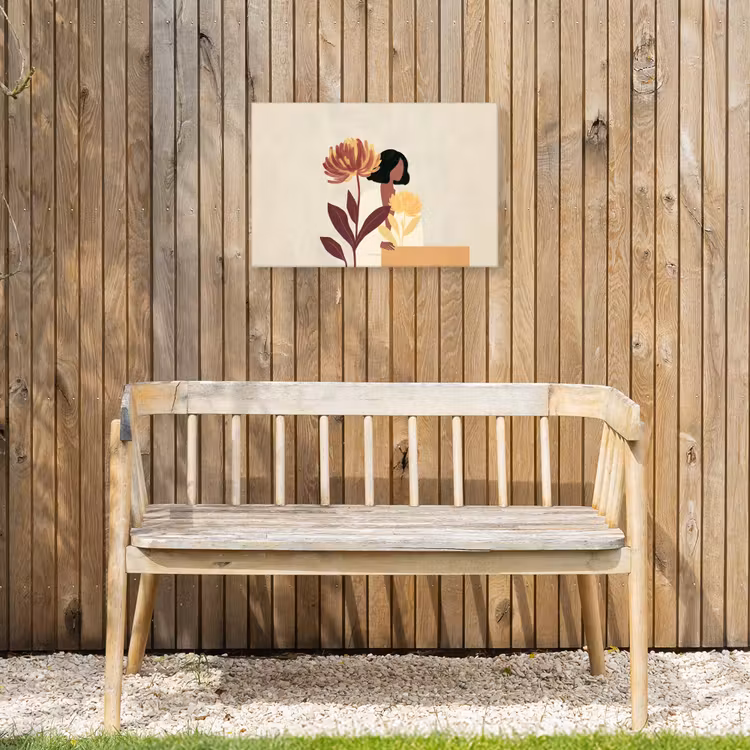 Vrouw - Minimalistisch - Bloem Tuinposter op houten frame 2 cm dik klein -sfeer4