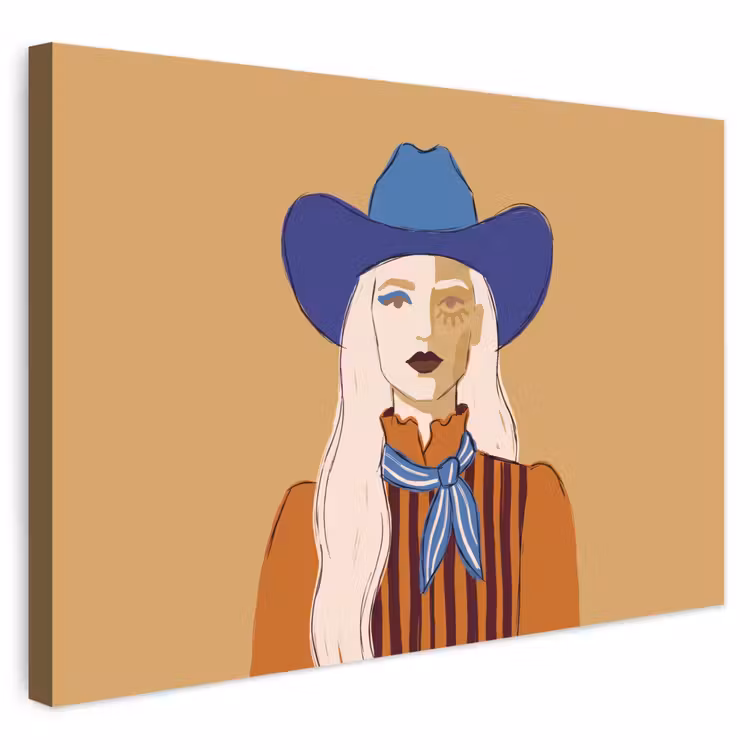 Vrouw - Portret - Abstract - Kleurrijk - Modern Tuinposter op houten frame 2 cm dik klein -3d