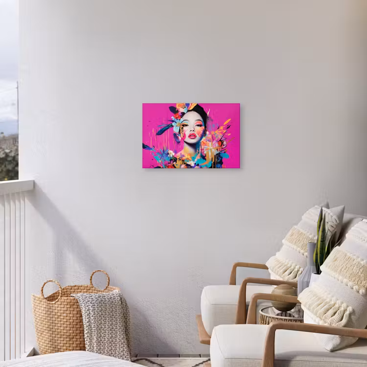 Vrouw - Portret - Abstract - Paars Tuinposter op houten frame 2 cm dik klein -sfeer1