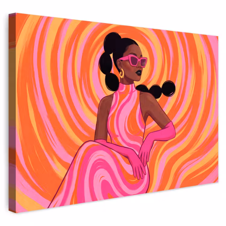 Vrouw - Portret - Kunst - Abstract - Roze Tuinposter op houten frame 2 cm dik klein -3d