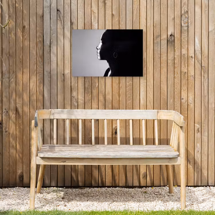 Vrouw - Profiel - Mensen - Zwart-wit Tuinposter op houten frame 2 cm dik klein -sfeer4