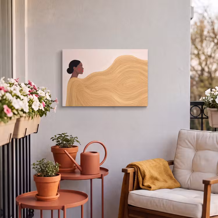 Vrouw - Profiel - Modern - Abstract - Kunst Tuinposter op houten frame 2 cm dik klein -sfeer1