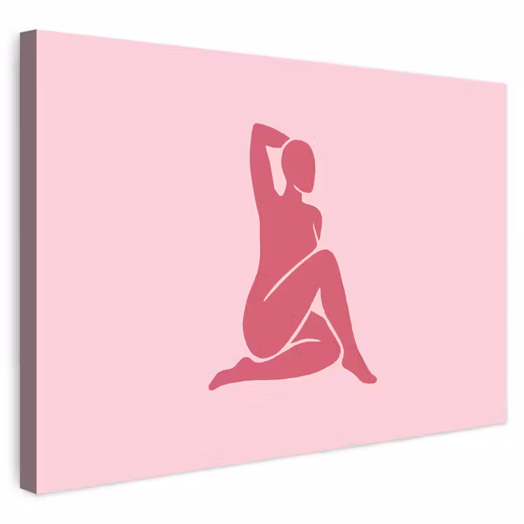 Vrouw - Silhouet - Abstract - Modern - Roze Tuinposter op houten frame 2 cm dik klein -3d