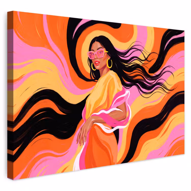 Vrouw - Zonnebril - Abstract - Kleurrijk Tuinposter op houten frame 2 cm dik klein -3d