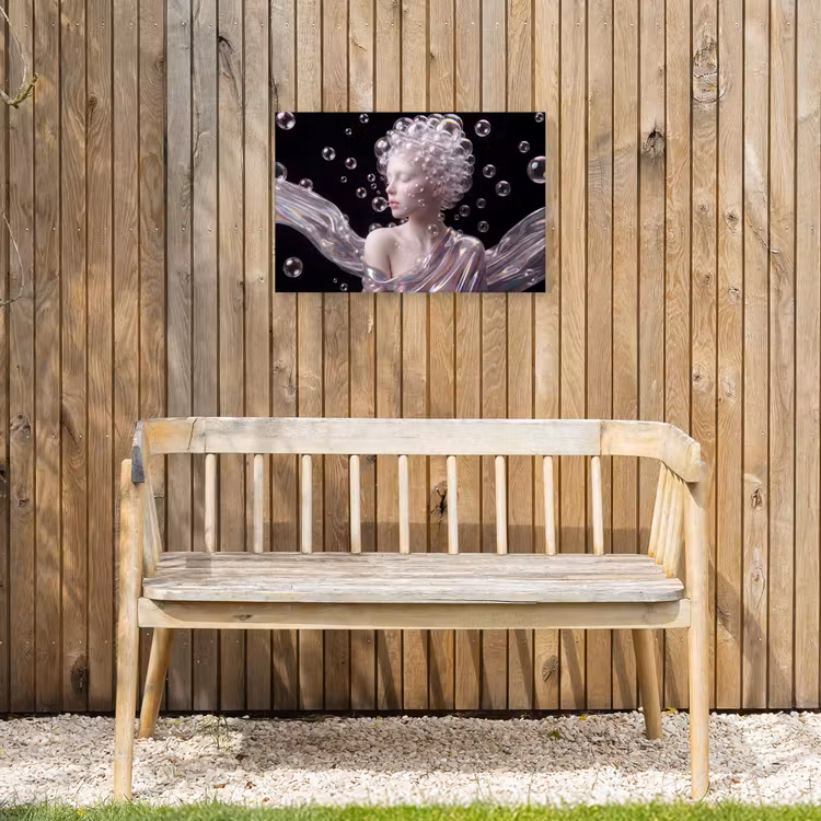 Vrouw - Bellen - Abstract - Kleurrijk Tuinposter op houten frame 2 cm dik klein -sfeer4
