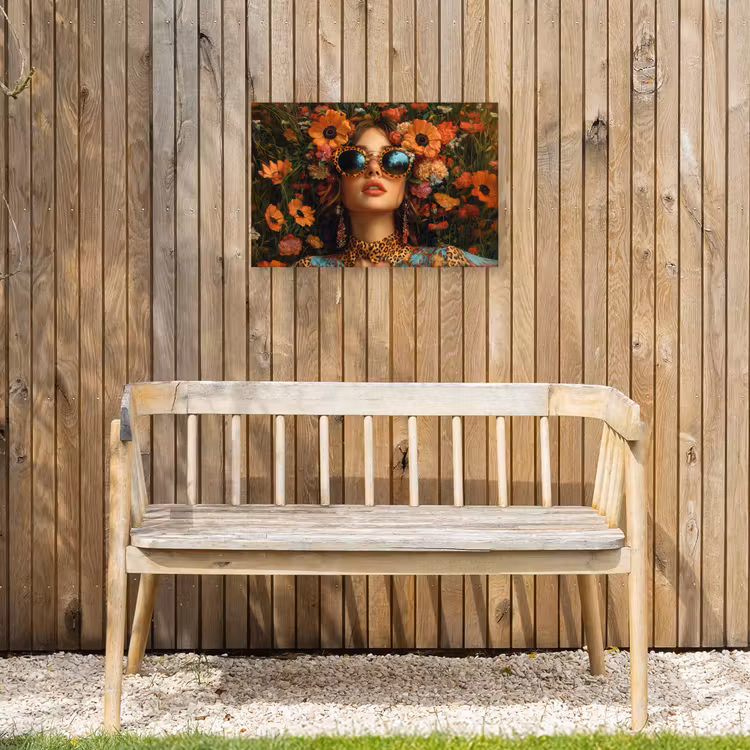 Vrouwen - Bloemen - Modern - Bril - Abstract Tuinposter op houten frame 2 cm dik klein -sfeer4