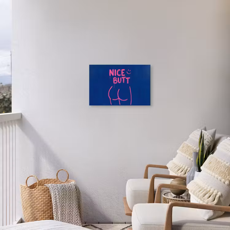 Brutaal - Grappig - Blauw Tuinposter op houten frame 2 cm dik klein -sfeer1