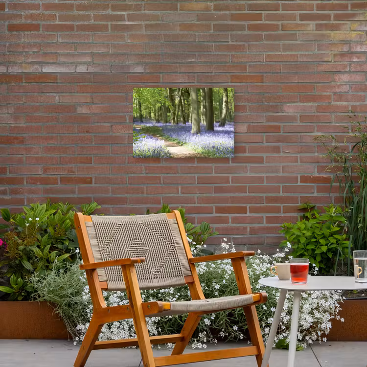 Lente bos met blauwe bloemen Tuinposter op houten frame 2 cm dik klein -sfeer3