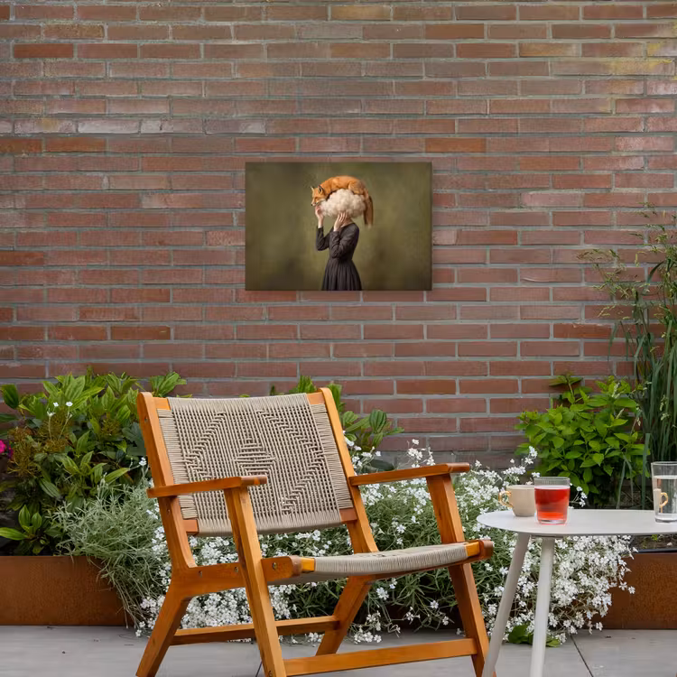 Vos - Surrealistisch - Groen Tuinposter op houten frame 2 cm dik klein -sfeer3