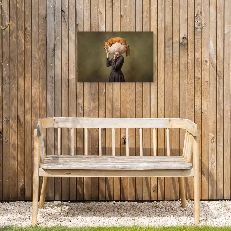 Vos - Surrealistisch - Groen Tuinposter op houten frame 2 cm dik klein -sfeer4