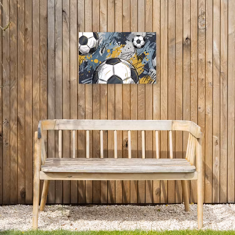 Voetbal - Abstract - Sport - Kleurrijk Tuinposter op houten frame 2 cm dik klein -sfeer4