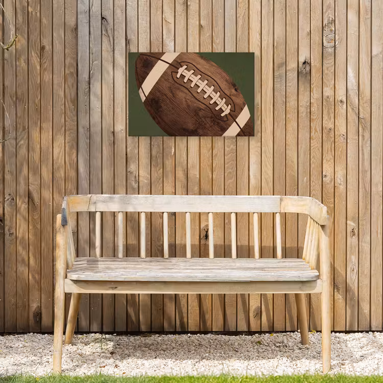Football - Hout - Sport - Groen Tuinposter op houten frame 2 cm dik klein -sfeer4