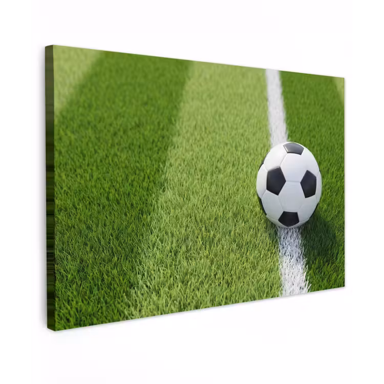 Voetbal - Grasveld - Sport - Groen Tuinposter op houten frame 2 cm dik klein -3d
