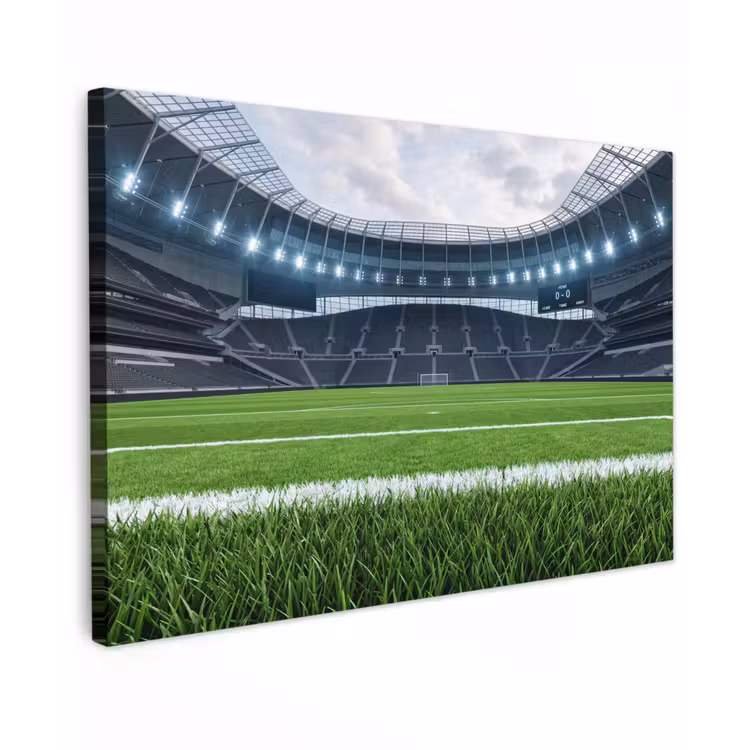Voetbal - Stadion - Sport - Groen Tuinposter op houten frame 2 cm dik klein -3d