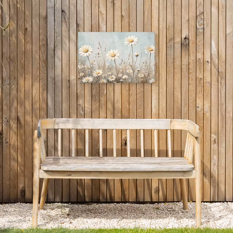 Madelief - Illustratie - Wit Tuinposter op houten frame 2 cm dik klein -sfeer4
