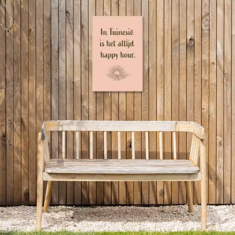 Tuin - Roze - Quote - Zon Tuinposter op houten frame 2 cm dik klein -sfeer4