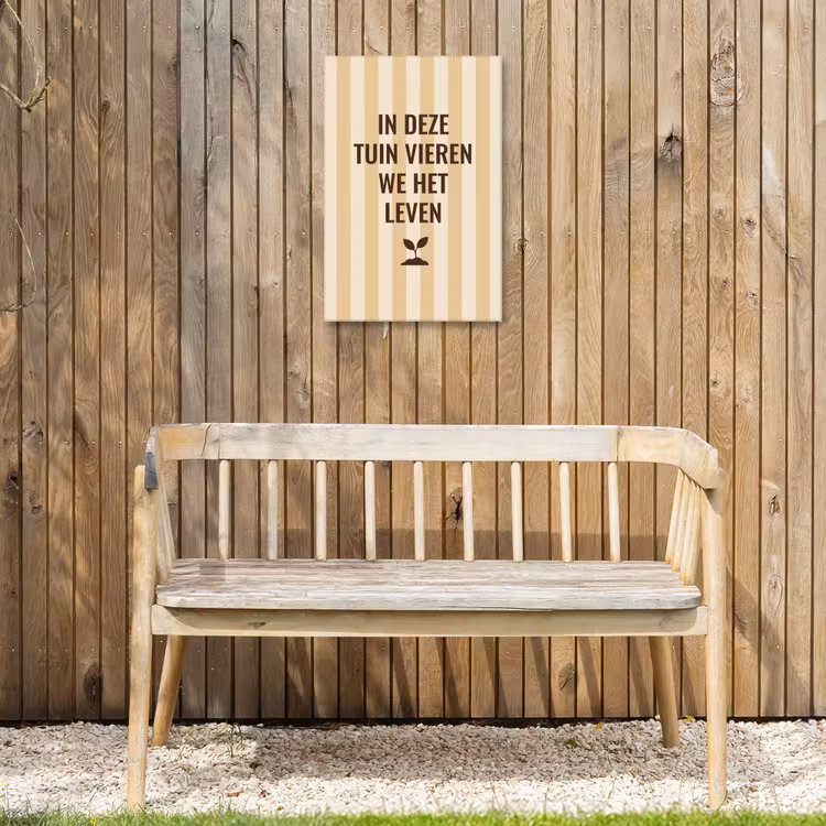 Tuin - Quote - Strepen - Zomer Tuinposter op houten frame 2 cm dik klein -sfeer4