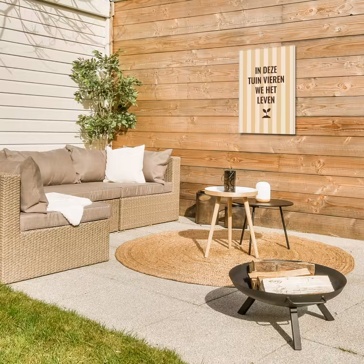 Tuin - Quote - Strepen - Zomer Tuinposter op houten frame 2 cm dik klein -sfeer2