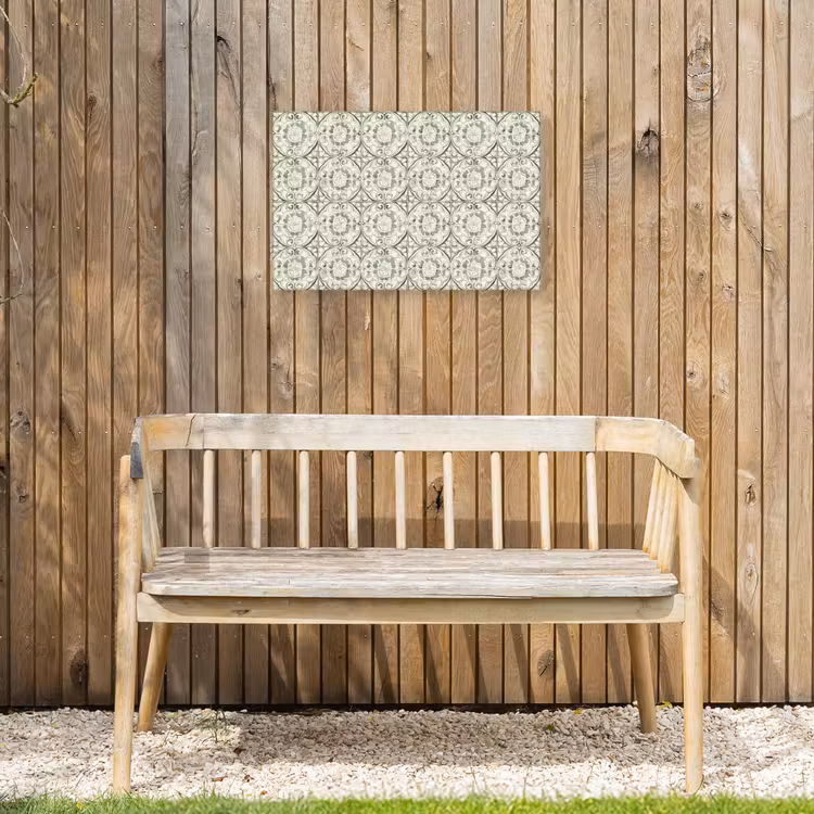 Krulornament - Tegel - Groen Tuinposter op houten frame 2 cm dik klein 845 -sfeer4