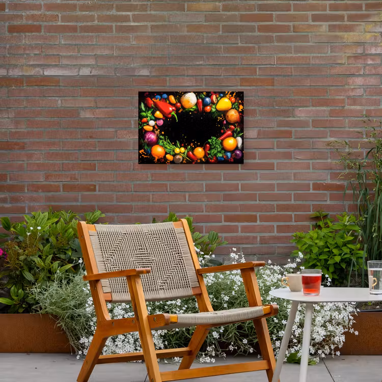 Groente - Graffiti - Kleurrijk - Koken - Abstract Tuinposter op houten frame 2 cm dik klein -sfeer3