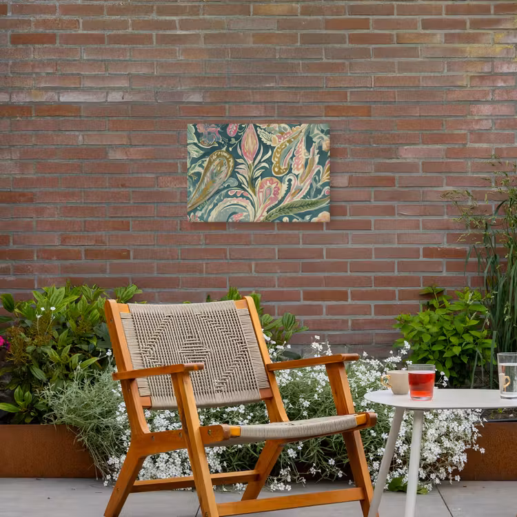Patroon - Kleurrijk - Sierlijk - Groen Tuinposter op houten frame 2 cm dik klein -sfeer3