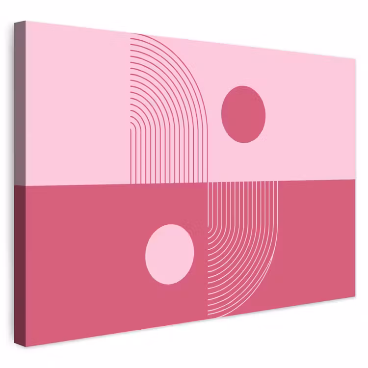 Geometrie - Patroon - Abstract - Roze - Modern Tuinposter op houten frame 2 cm dik klein -3d