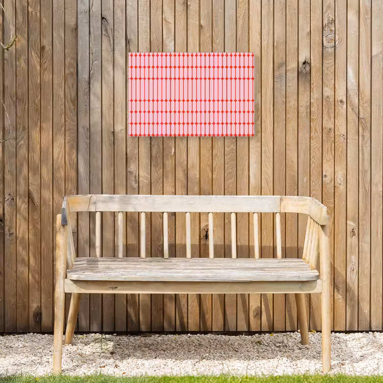 Geometrisch - Minimalistisch - Rood - Roze Tuinposter op houten frame 2 cm dik klein 845 -sfeer4
