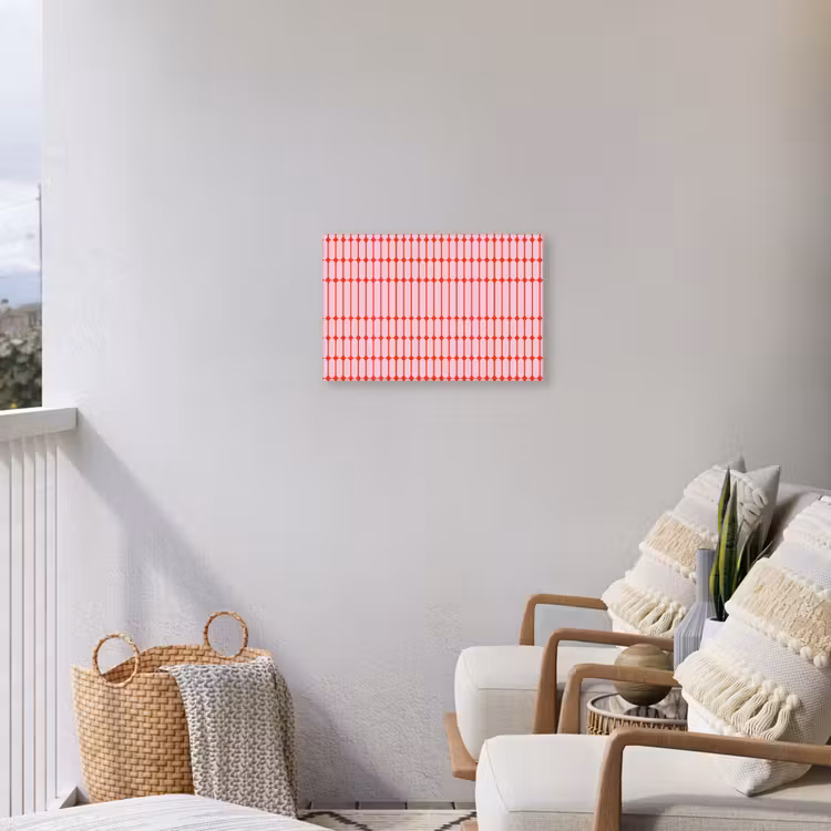 Geometrisch - Minimalistisch - Rood - Roze Tuinposter op houten frame 2 cm dik klein 845 -sfeer1