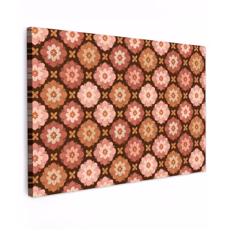 Geometrisch - Bloemen - Kleurrijk Tuinposter op houten frame 2 cm dik klein 845 -3d