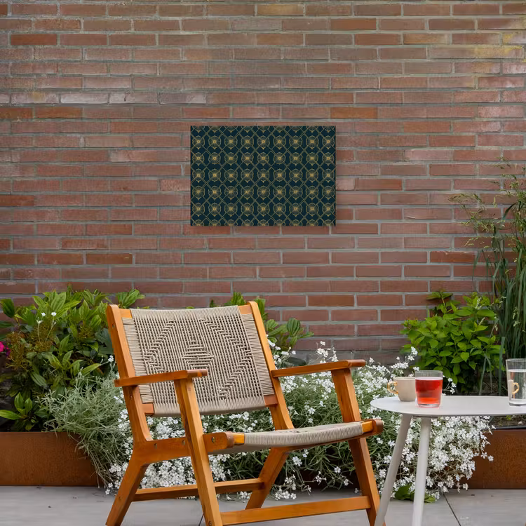 Geometrisch - Elegant - Groen Tuinposter op houten frame 2 cm dik klein 845 -sfeer3