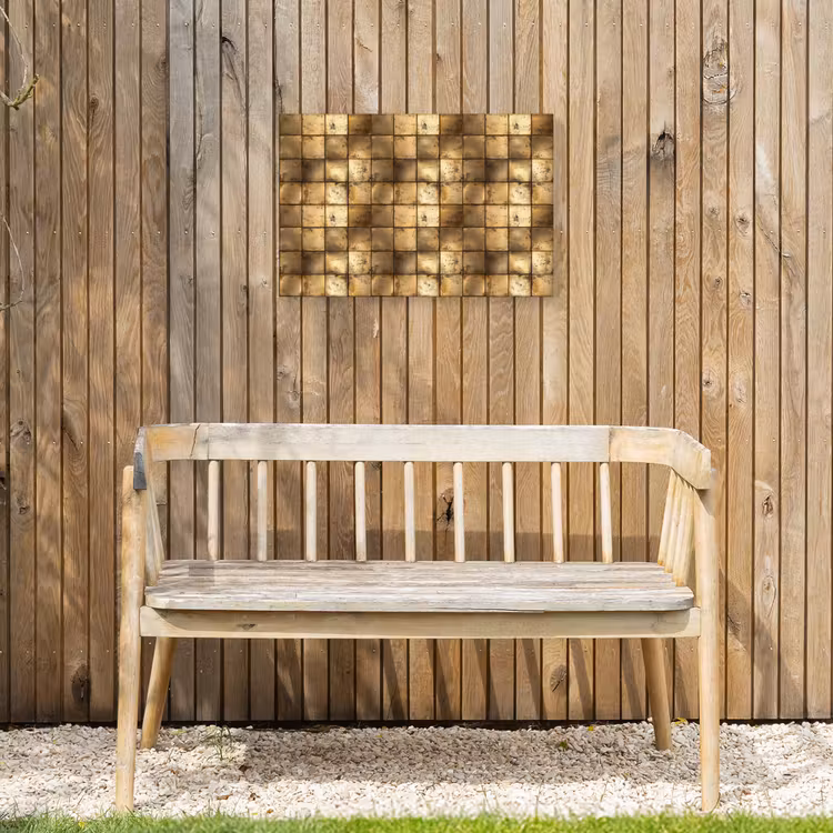 Geometrisch - Tegels - Goud Tuinposter op houten frame 2 cm dik klein 845 -sfeer4