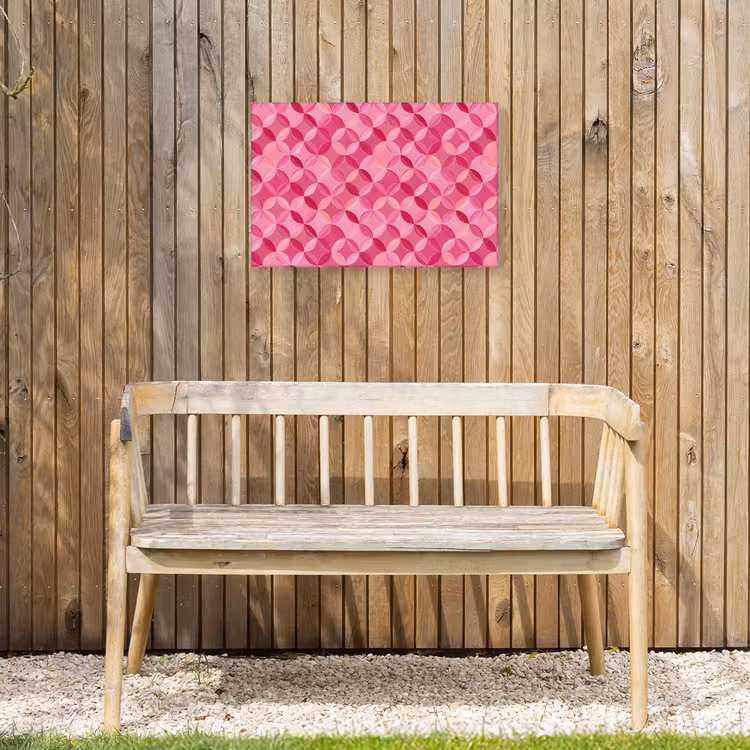 Geometrisch - Mozaïek - Modern - Roze Tuinposter op houten frame 2 cm dik klein 845 -sfeer4
