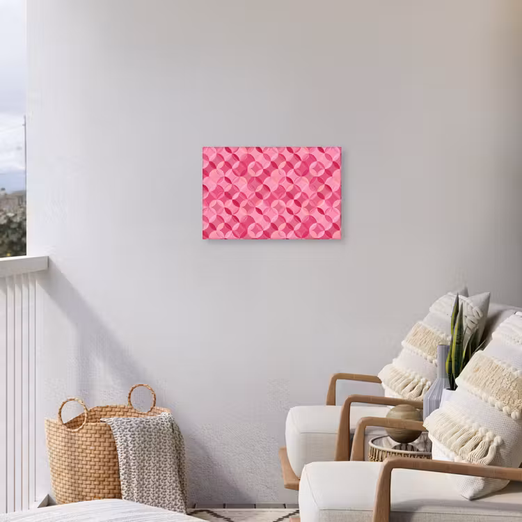 Geometrisch - Mozaïek - Modern - Roze Tuinposter op houten frame 2 cm dik klein 845 -sfeer1