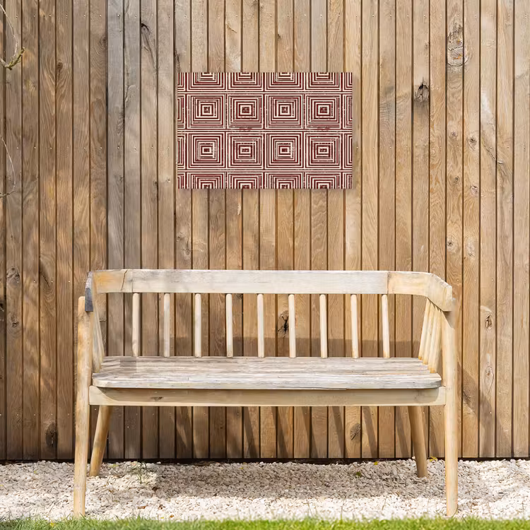 Geometrisch - Patroon - Rood Tuinposter op houten frame 2 cm dik klein 845 -sfeer4