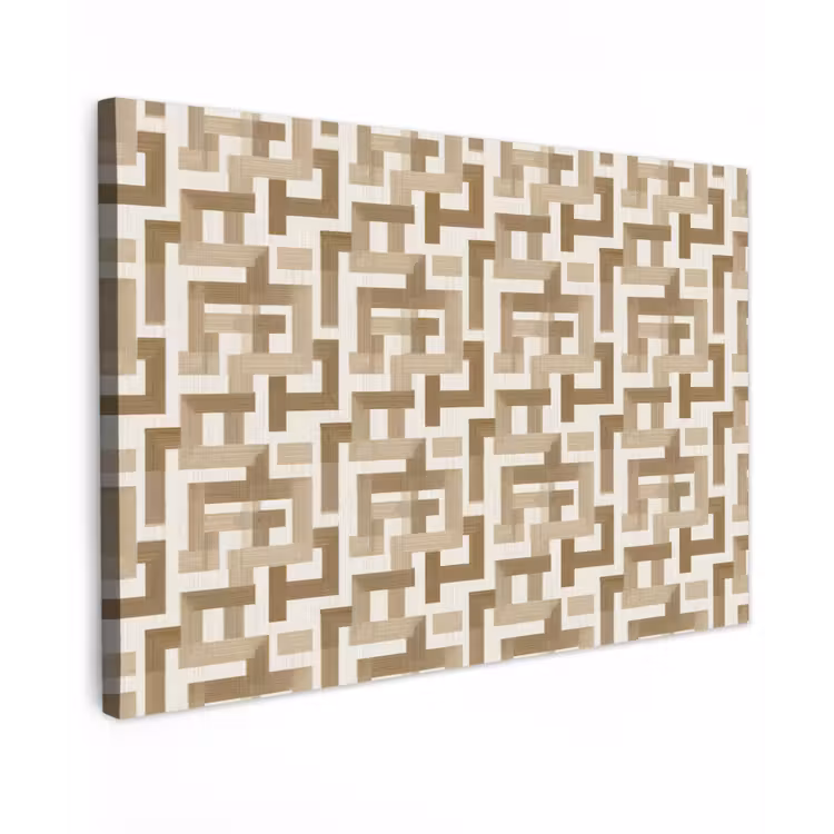 Geometrisch - Retro - Bruin Tuinposter op houten frame 2 cm dik klein 845 -3d