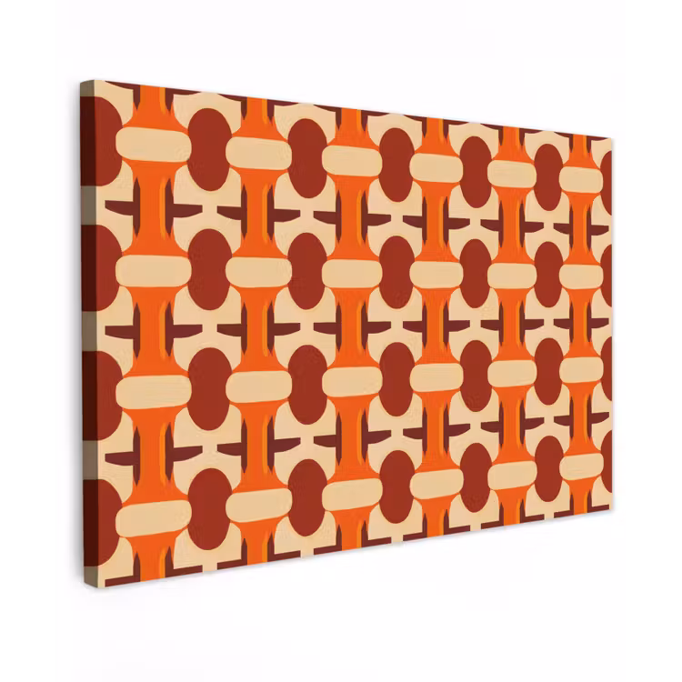 Geometrisch - Retro - Oranje Tuinposter op houten frame 2 cm dik klein 845 -3d