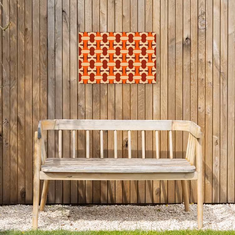 Geometrisch - Retro - Oranje Tuinposter op houten frame 2 cm dik klein 845 -sfeer4